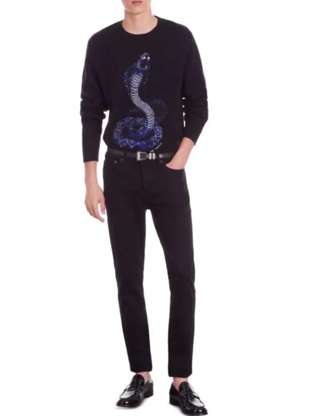 The Kooples Cobra Wool Blend Sweater NWT Black Graphic Crewneck Unisex XS